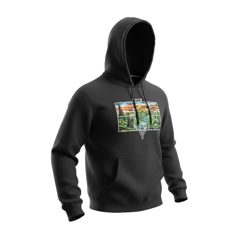 Graphic Hoodie — Black · Heavyweight Fleece