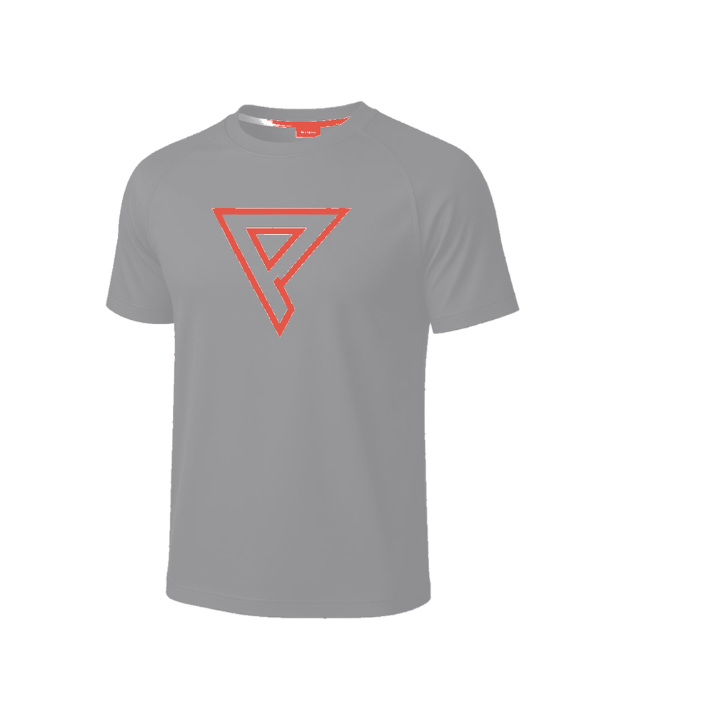 Core Tee — Grey/Red · Soft CVC